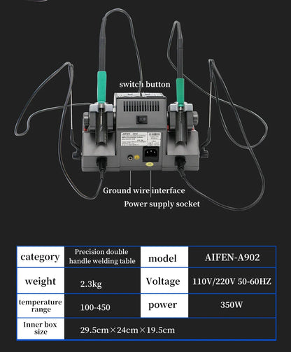 AIFEN A902 Soldering Station – Double Station C115, C210, C245 for Cell-Phone PCB & IC Repair Soldering Tools