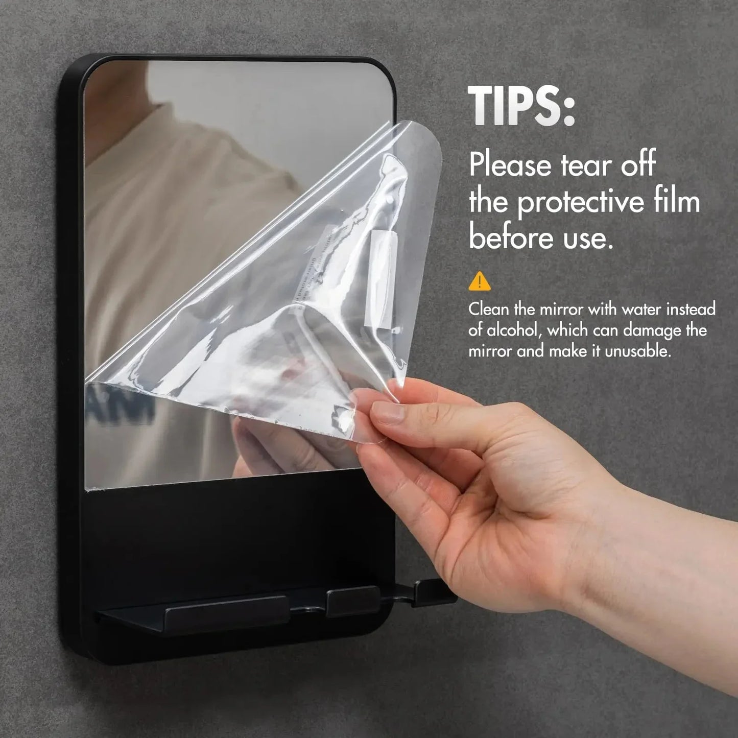 TAILI Shower Shaving Mirror with Storage Tray – Razor Holder, Suction Cup, Shatterproof & Fogless Bathroom Mirror