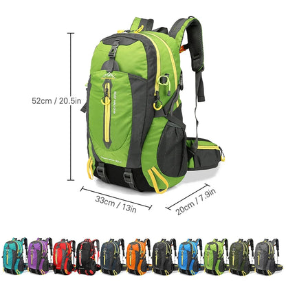 40L Waterproof Travel Backpack - Water Resistant Hiking Daypack With Laptop Compartment For Camping, Trekking & Outdoor Adventures