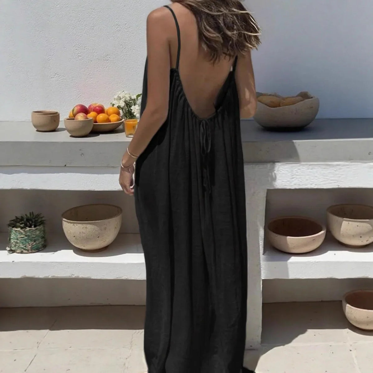 Women’s Sleeveless H-Line Long Gown – Loose Comfortable Polyester Nightwear & Casual Home Dress