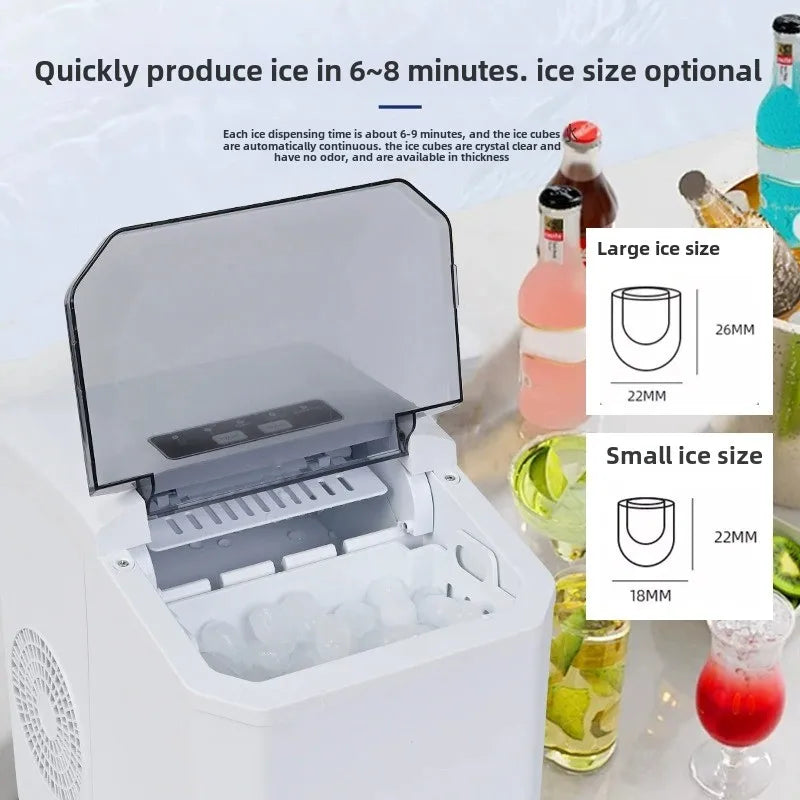 Automatic Mini Electric Ice Cube Maker – Portable Ice Machine for Bar, Home, Kitchen & Office, 9 Cubes in 6 Minutes