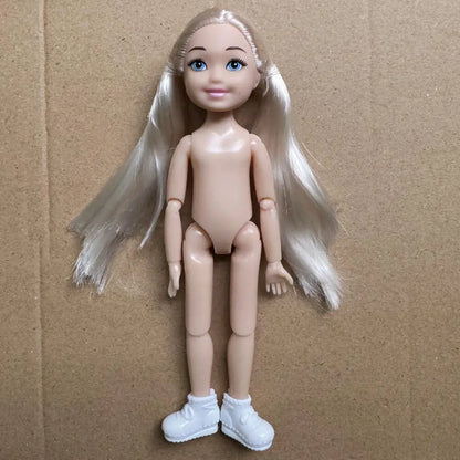 14cm Little Kelly Movable Doll — 5-Inch 1/12 BJD Reborn Toy for Boys & Girls, Dark/Light Skin, White, Blonde & Black Hair