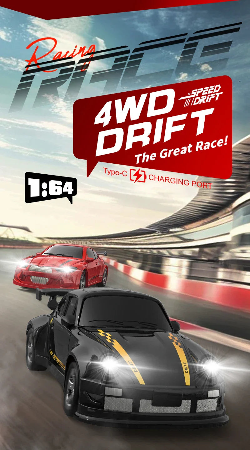 4WD 1:64 Mini RC Drift Car — 2.4GHz Palm Racing Remote Control Toy for Kids & Collectors