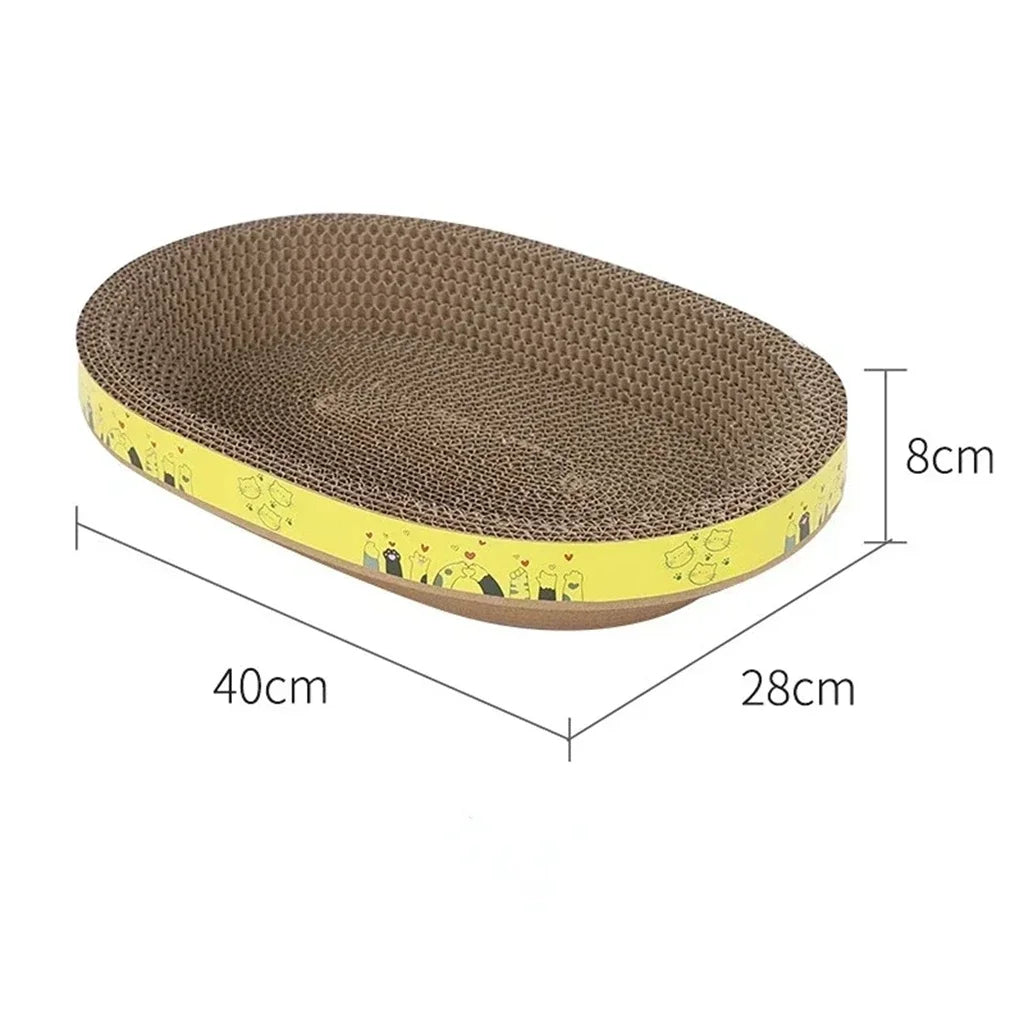 Cat Scratching Board – Oval Corrugated Paper Claw Grinding Toy, Wear-Resistant Furniture Protector & Cat Nest Accessory