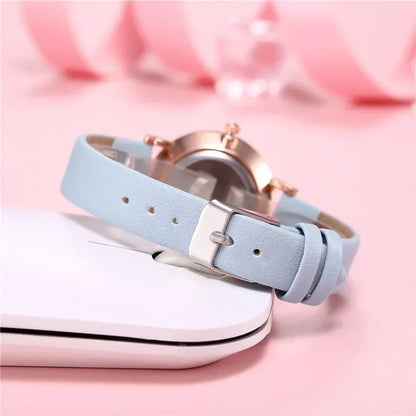 Luxury Women's Luminous Watch - Retro Quartz Wristwatch with Backlight and Leather Strap, Montre Femme