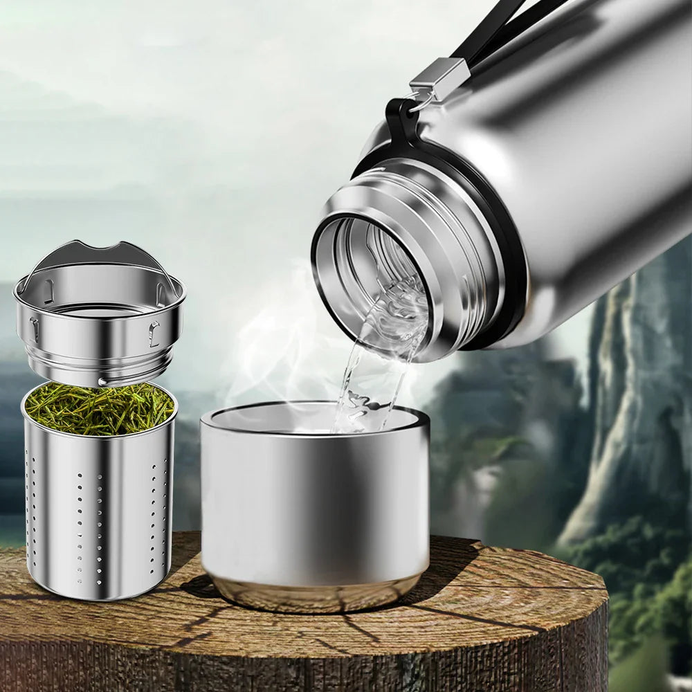 600-1500ml 316 Stainless Steel Thermos Bottle - LED Temperature Display, Thermal Mug, Vacuum Flask for Outdoor Camping