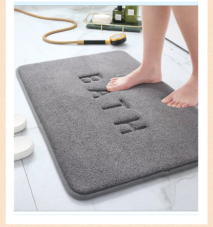 Anti-Slip Faux Cashmere Memory Foam Carpet – Super Absorbent Coral Fleece Floor Mat for Kitchen, Living Room & Bathroom