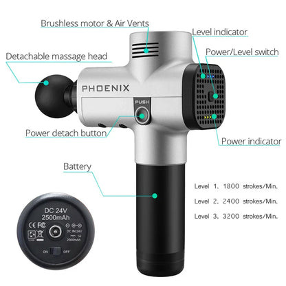 Phoenix A2 Deep Tissue Massage Gun — Muscle Relaxation & Pain Relief Therapy for Back, Legs & Feet