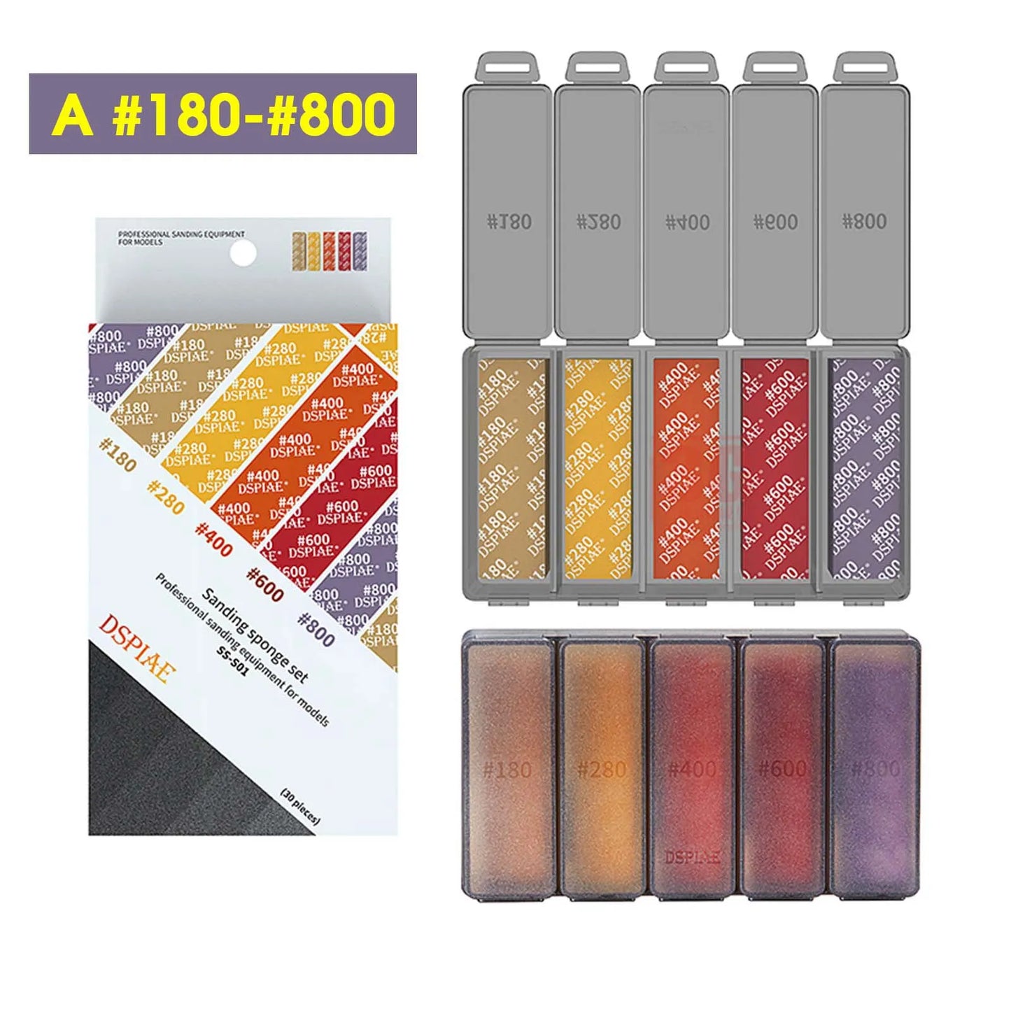 DSPIAE Sanding Sponge Set – Military Model Arc Grinding & Polishing Sandpaper Kit for GK Hobby & Model Building