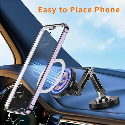 Magnetic Wireless Car Charger Stand – Fast Charging Mount & Phone Holder for MagSafe iPhone 15/14/13/12 Series