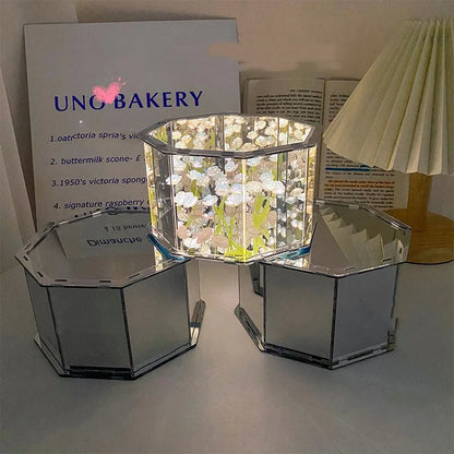 DIY Tulip Mirror Cube Lamp, 3D LED Nightlight, Handmade Craft Kit, Birthday Gift, Tulip Night Light Material Package