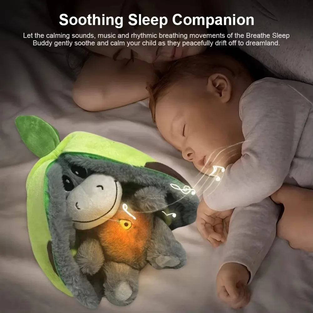 12.6-inch Luminous Breathing Plush Doll – Motion Light Baby Sleeping Toy Donkey Cartoon Soft Doll for Early Childhood