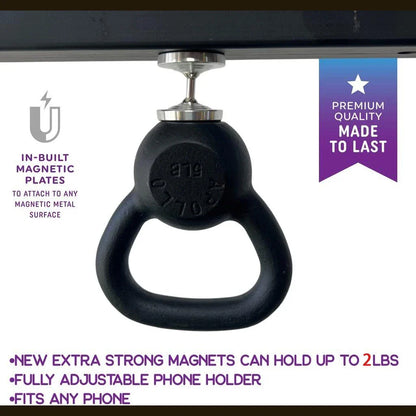 Dual Magnetic Gym Phone Holder - 360° Rotation, Double-Sided Strong Magnet for Workout Videos, Fits Any Smartphone