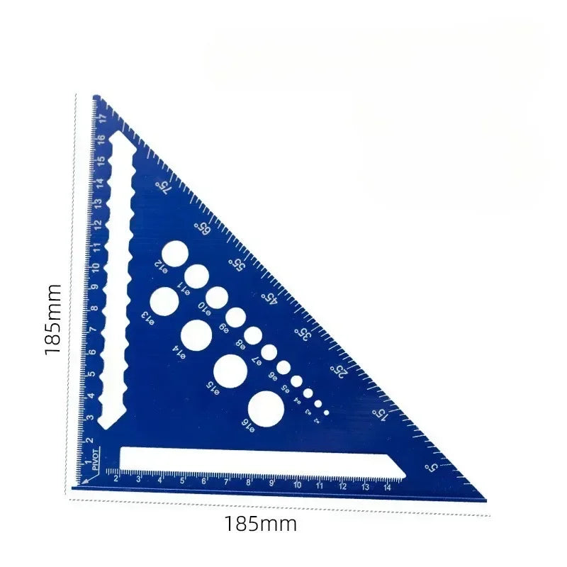7 Inch Aluminum Alloy Triangle Ruler — Metric Angle Protractor Speed Square for Woodworking