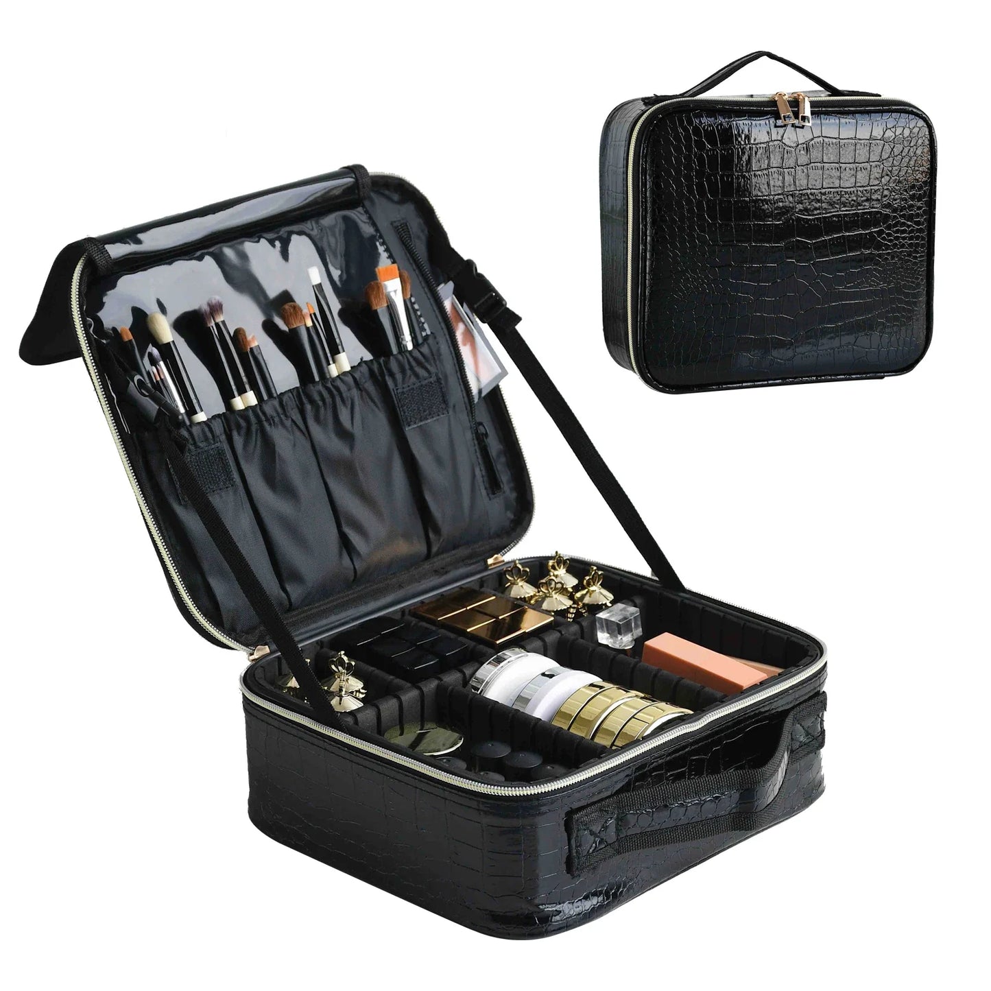 New PU Leather Cosmetic Bag for Women – Multi-Functional Portable Travel Makeup Storage Case