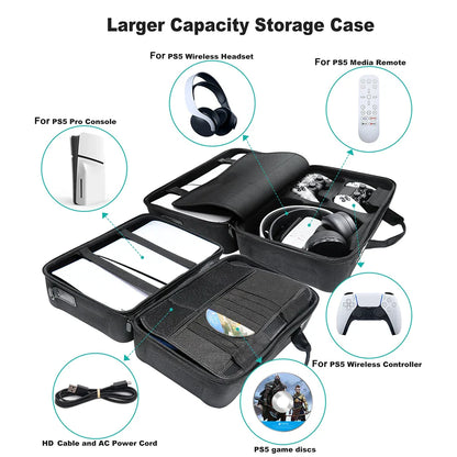 Shockproof Carrying Case for PS5 Slim – Portable Storage Bag Compatible with Digital & Optical Drive Editions and Accessories