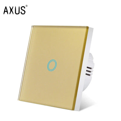 AXUS EU Touch Switch | AC100-240V LED Backlight Panel, Tempered Glass Wall Light Sensor Switch, 1/2/3 Gang