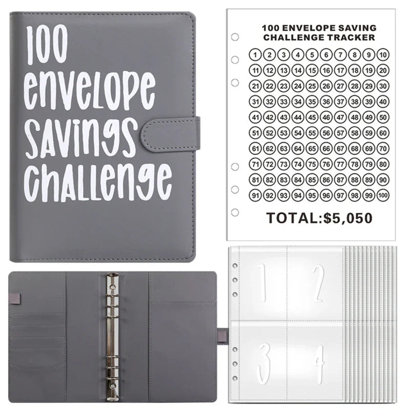 100 Envelope Challenge Binder – Savings Challenge Loose-Leaf Budget Binder with Cash Envelopes, Money Organizer System
