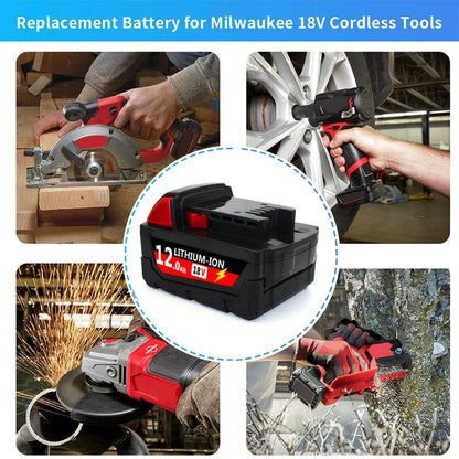 Original Milwaukee M18 18V 12000mAh Power Tool Battery – Includes Charger, BR, XC, M18B5, 48-11-1860, Built-in 21700 Battery