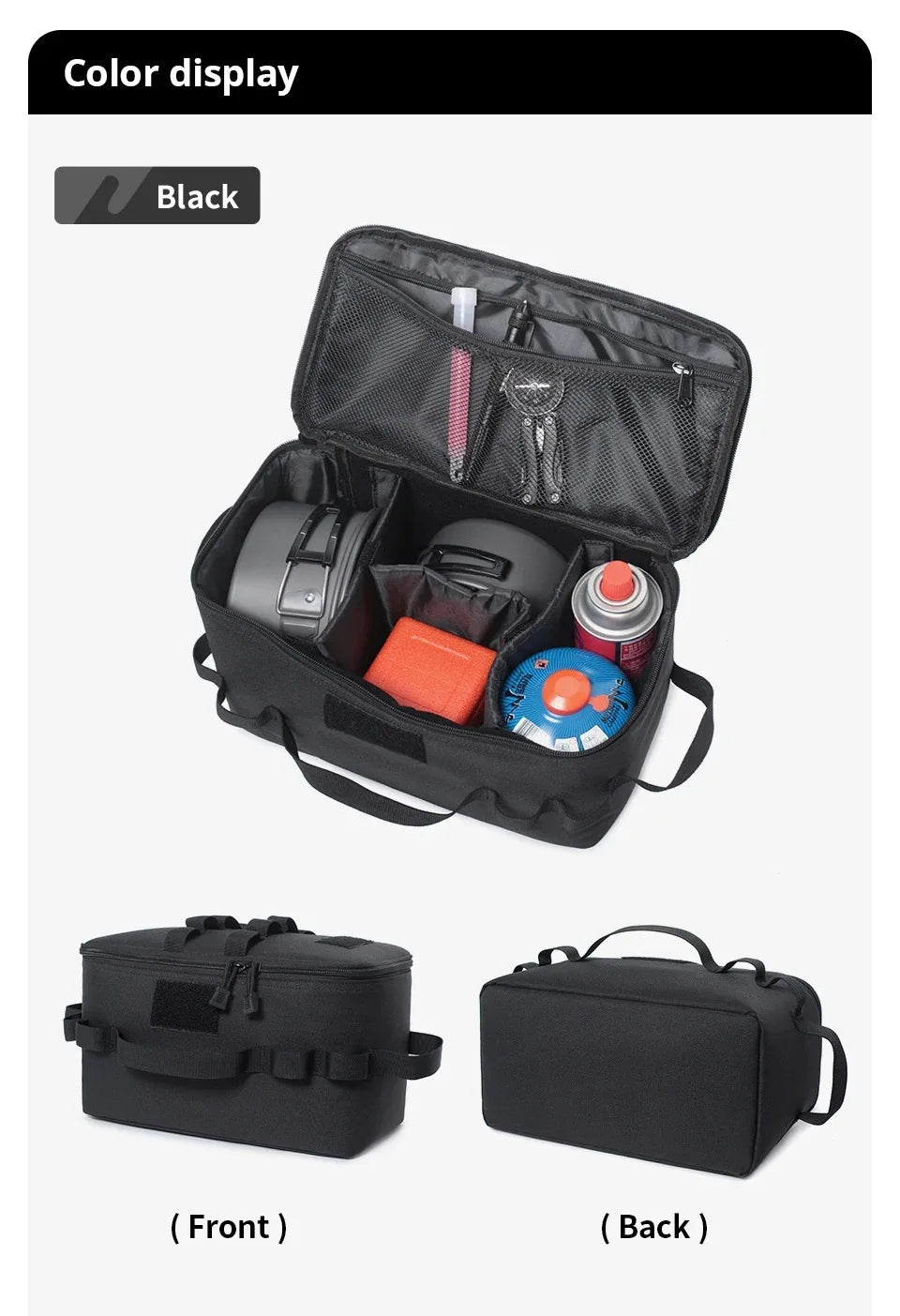 Outdoor Camping Gas Tank & Tool Storage Bag – Large Capacity Bag for Gas Canister, Ground Nails, and Cookware