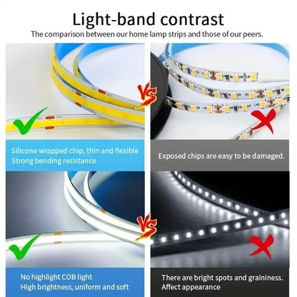 LED COB Light Strip – Flexible USB 5V Touch Dimmer Tape for Indoor Lighting, DIY TV, Mirror Backlight & Wall Decor