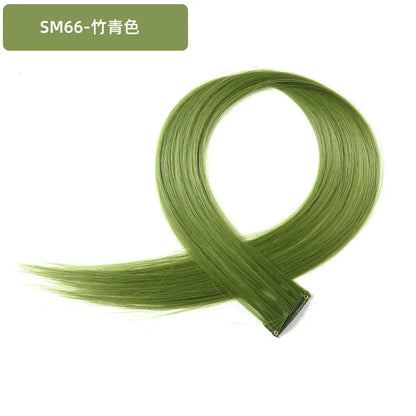 22-Inch Rainbow Highlight Synthetic Hair Extensions – Long Straight Colorful Hairpiece for Women & Kids