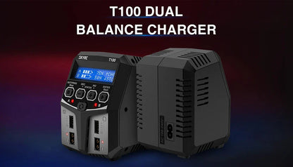 SKYRC T100 AC Dual 5A Lipo Battery Charger — 2x50W Balance Charger for 2-4S NiMH, NiCd, LiPo, LiFe, LiIon, LiHV RC Cars