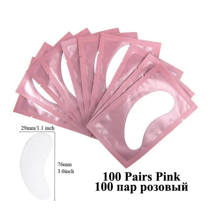 100 Pairs Eyelash Extension Eye Patches — Under-Eyelash Stickers for Lash Extensions and Eyelid Building Supplies