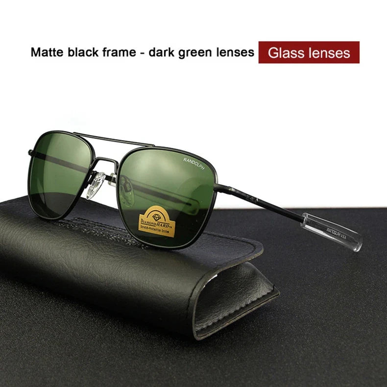 RE Military Aviation Sunglasses — Vintage Titanium Frame Pilot Glasses for Men & Women