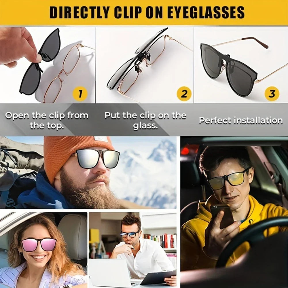 Polarized Clip-On Myopia Glasses – Night Vision Driving Goggles UV Resistant Outdoor Sunglasses