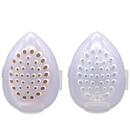 1pc Empty Transparent Puffs Drying Box - Portable Sponge Stand Cosmetic Egg Shaped Rack, Makeup Puff Holder Storage Case