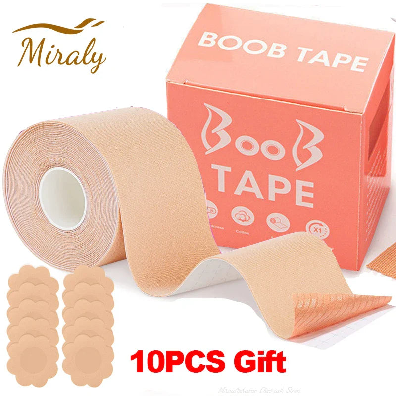 Women’s Boob Tape & Adhesive Bra Set – Invisible Push Up Breast Lift Tape with Nipple Covers & Strapless Support Pads
