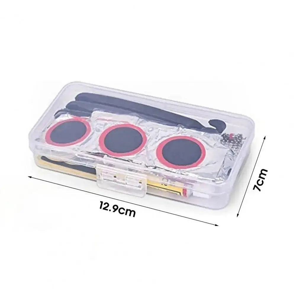 Bicycle Tire Repair Kit - Inner Tube Puncture Patches Rubber Glue Valve Tools for Bike Maintenance