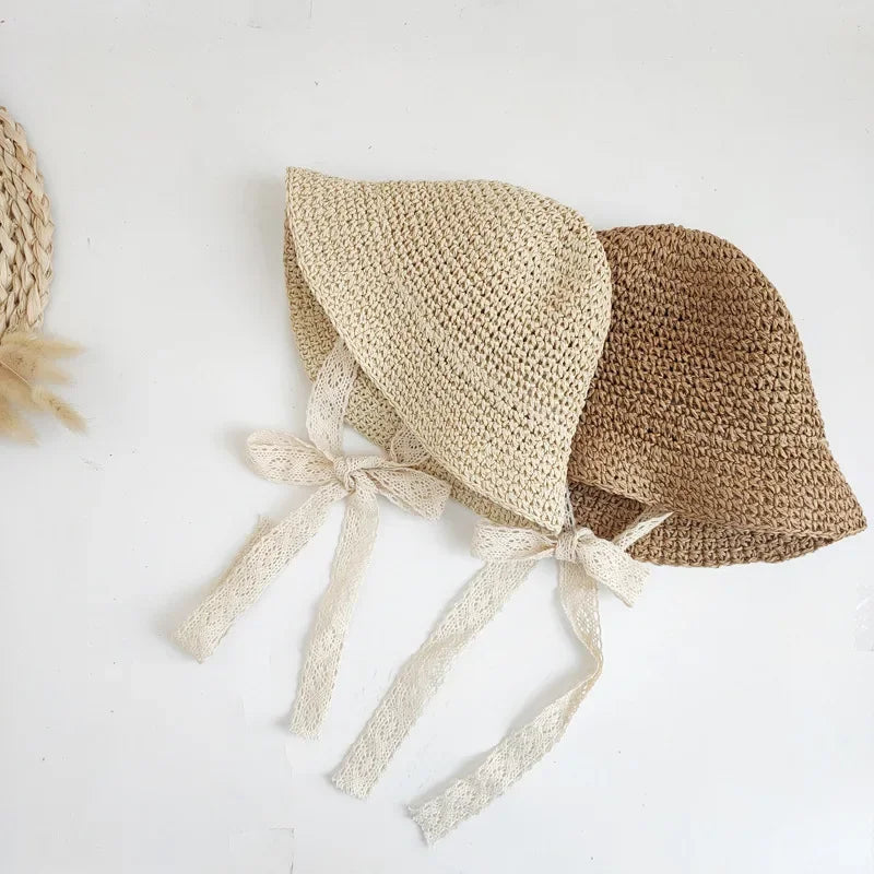 Baby Girl Summer Straw Hat – Fashion Lace Bow Panama Beach Cap for Kids | Lightweight Breathable Princess Sun Protection Hat
