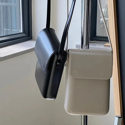 Mini PU Leather Flap Crossbody Bag: Simple Solid Shoulder Purse for Women - Stylish Designer Handbag Ideal for Girls and Ladies