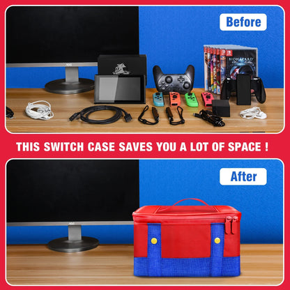 Large Carrying Protective Case for Nintendo Switch OLED Console & Pro Controller: Travel Storage Bag for Switch Accessories