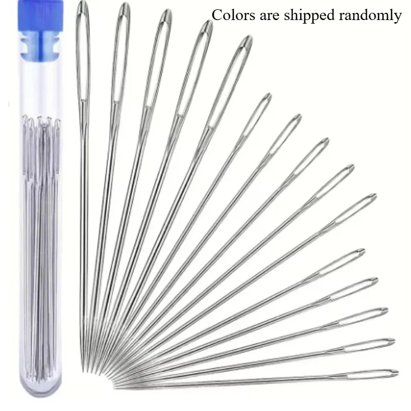 25Pcs Large Eye Stitching Sewing Needles Set – Stainless Steel Hand Sewing Tools for Leather, Yarn, Knitting & DIY Crafting Projects