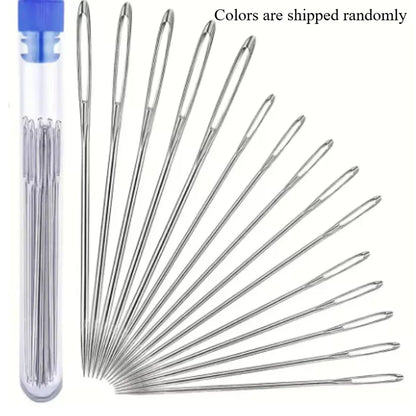 25Pcs Large Eye Stitching Sewing Needles Set – Stainless Steel Hand Sewing Tools for Leather, Yarn, Knitting & DIY Crafting Projects