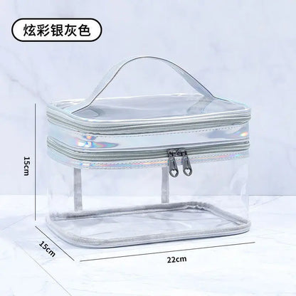 Korean Transparent Makeup Bag – Large Capacity Waterproof Toiletry Bag with Dry & Wet Separation, Portable Travel Cosmetic Storage