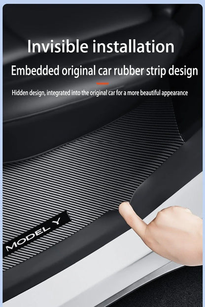 2/4/8PCS Tesla Model 3/Y Highland Door Sill Protector — ABS Anti-Kick Waterproof Threshold Strip for Front & Rear