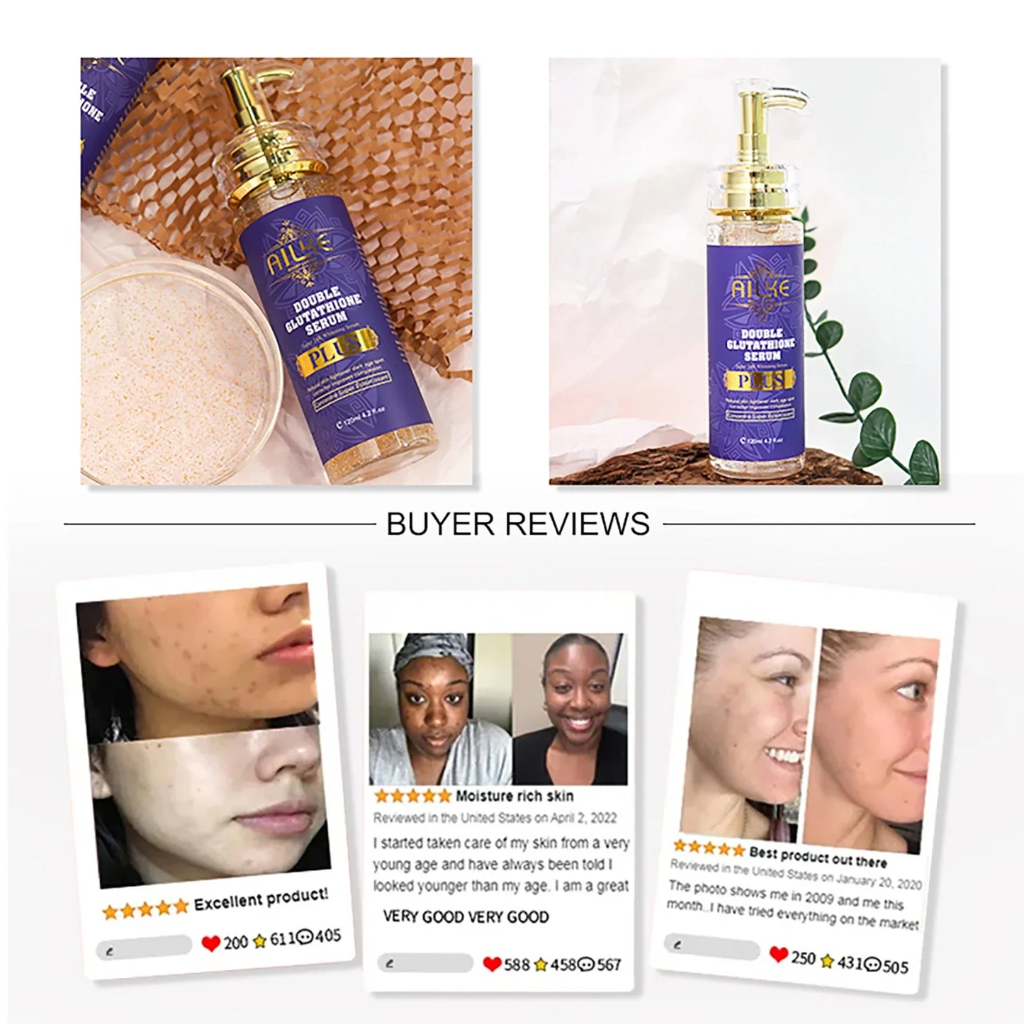 AILKE Glutathione Lightening Body Lotion – Moisturizing & Hydrating for Even Skin Tone and Dark Spot Improvement