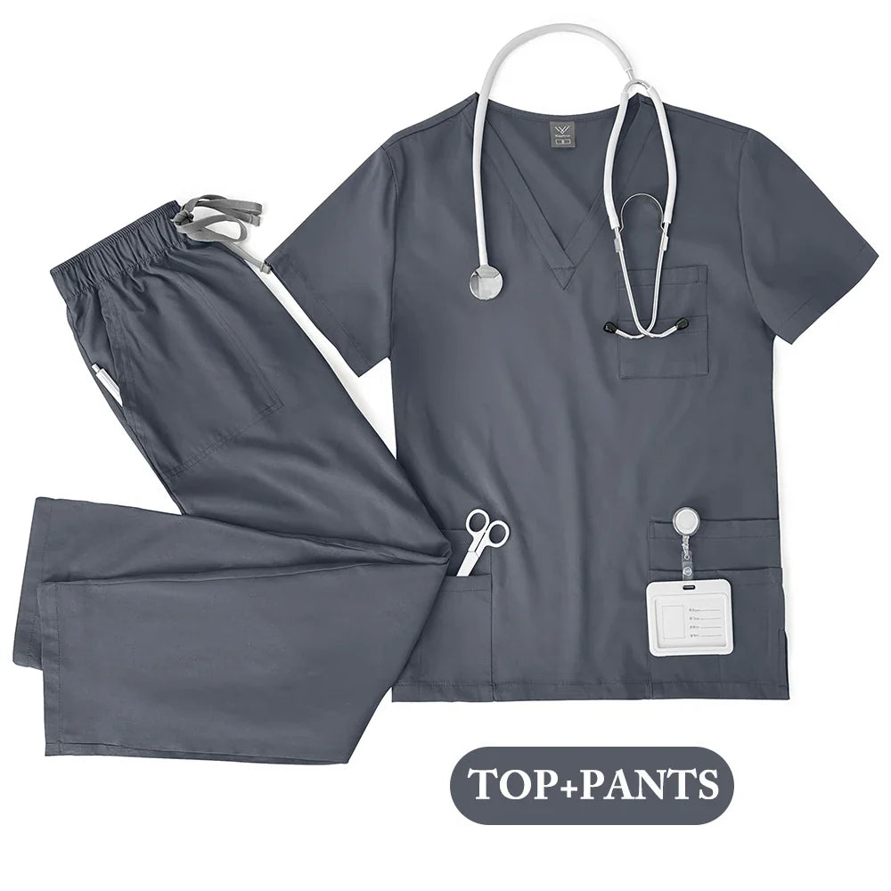 Unisex Medical Scrub Set - Nursing, Dental, Lab & Clinical Workwear Top and Pants