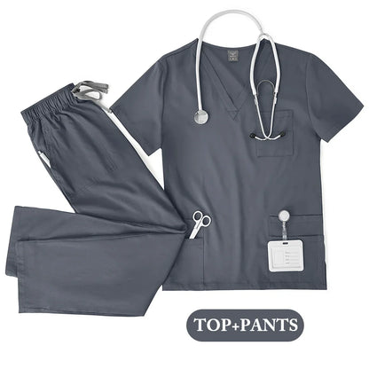 Unisex Medical Scrub Set - Nursing, Dental, Lab & Clinical Workwear Top and Pants
