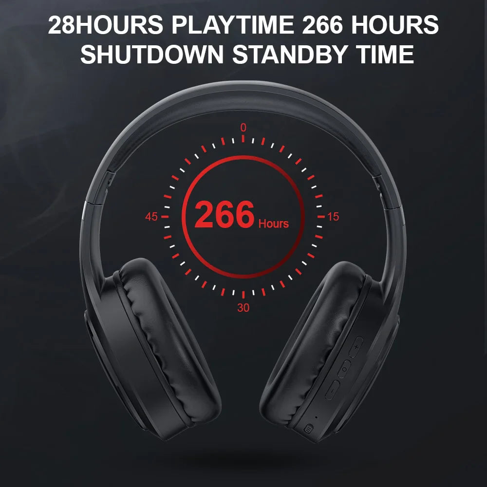 Siindoo JH-919 Wireless Bluetooth Headphones - Foldable Stereo Earphones with Super Bass, Noise Reduction, and Mic for iPhone, Laptop, PC, TV