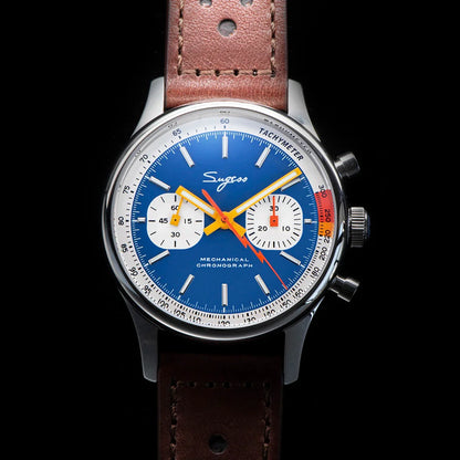 Sugess Pilot Men’s Chronograph Watch — Original ST1901 Mechanical Movement, Sapphire Crystal, Waterproof Racing Strap