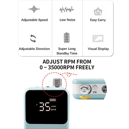 Professional Electric Nail Drill – 35000RPM Rechargeable Nail File for Gel Nails, Low Noise Sander, Nail Accessories