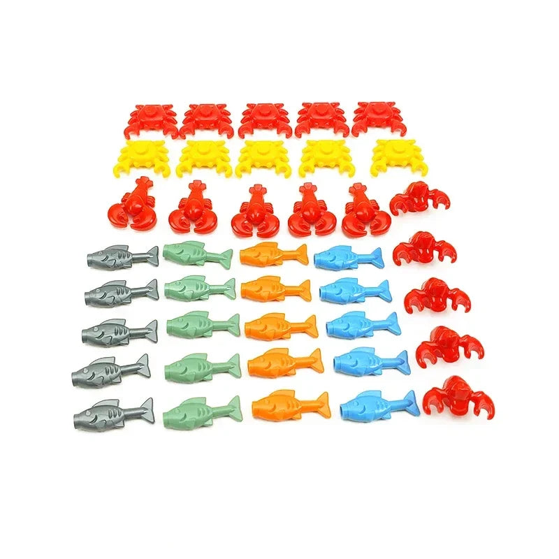 DIY Mini Food Building Block Figures – Bread, Fish, Fruit, Chicken, Crab, Hot Dog, Cake, Pizza & Carrot Creative Toy Bricks