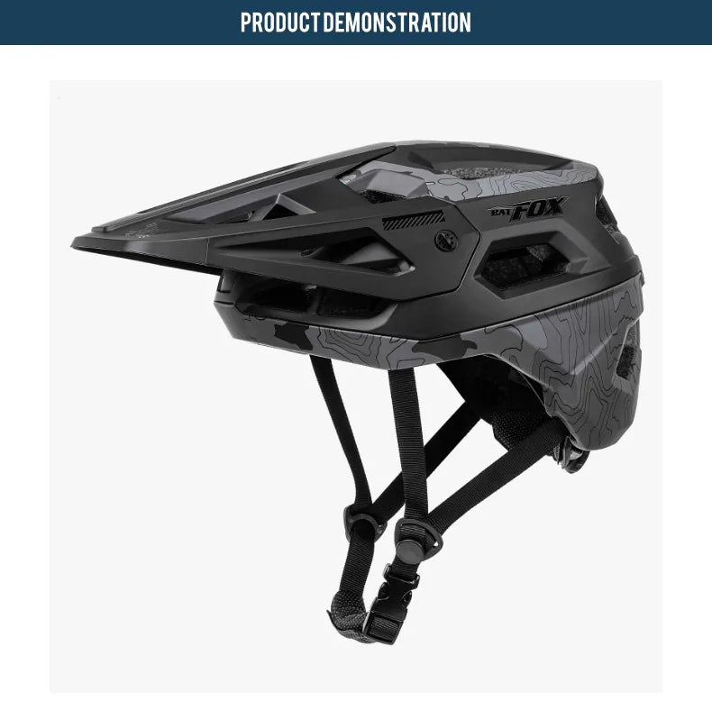 BATFOX Matte Black MTB Bike Helmet – Men's Mountain Bike Cycling Helmet Casco Ciclismo