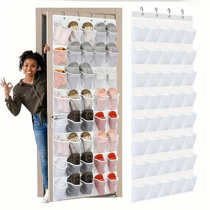 Over The Door Shoe Organizer - 12/14/24/28/35/40 Pocket Large Mesh Hanging Rack for Closet Shoe Storage