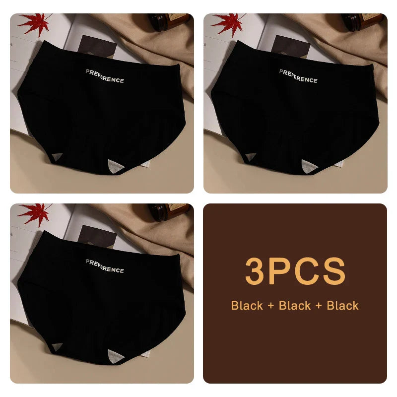 3PCS Seamless Women's Cotton Panties – Soft, Breathable, Large Size Sports Underwear Set